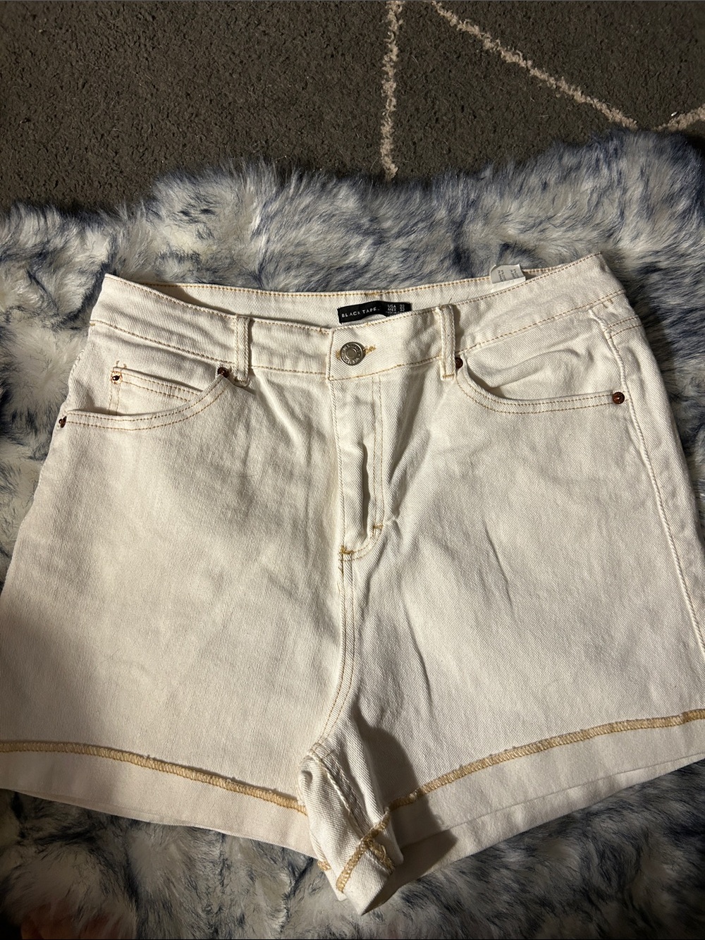 White House Black Market Cream-White High-Rise Denim Shorts